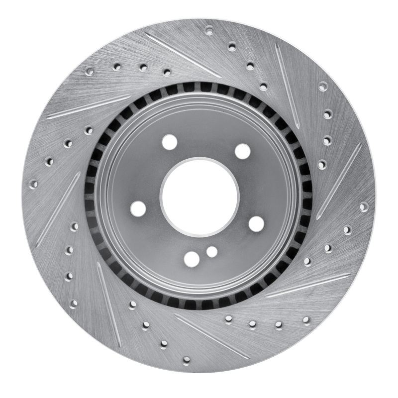 Chrysler CrossFIRE Brake Rotor (1) - Rear Left - R1 Concepts - Drilled & Slotted - Silver - `98-`09